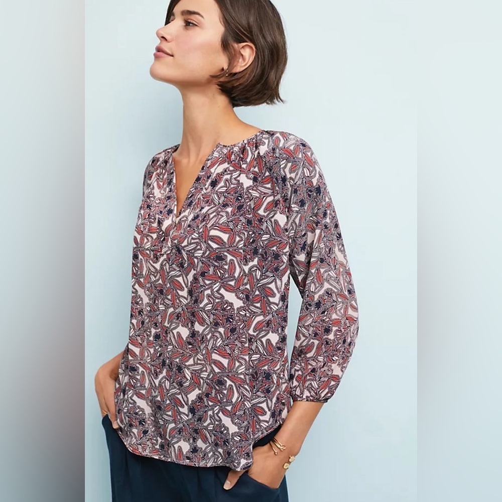 Westbury 100% Silk Peasant Blouse from Anthropologie | XS